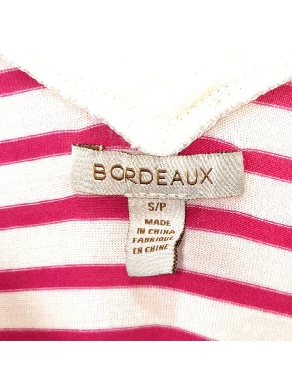 Women's Bordeaux Small Pink and White Stripe Tank Top 11c - Picture 3 of 7